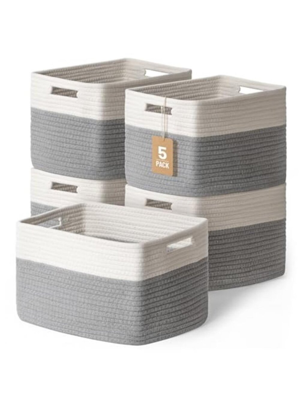 New 5 Pack Woven Storage Baskets, Decorative Storage Bins for Organizing